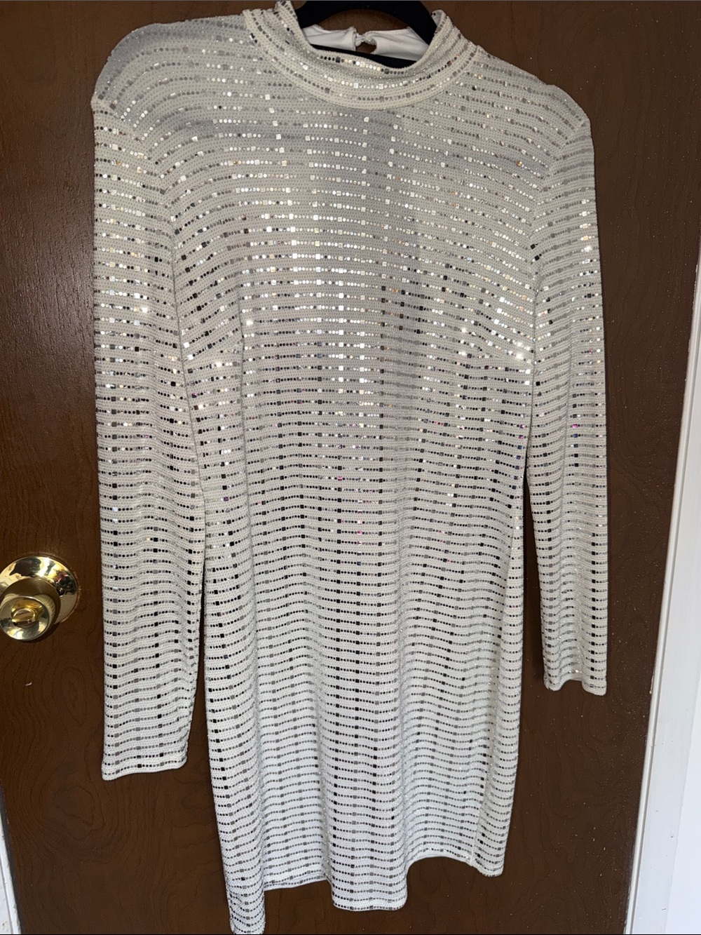Flounce London Silver Sequin Open Back Mini Party Dress US 12